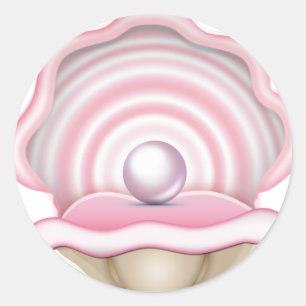 Roze Parel Oyster Ronde Sticker