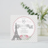 Roze Parel Paris Sweet 16 Feest Kaart (Staand voorkant)