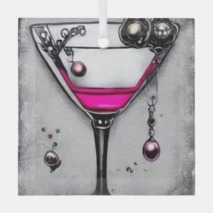 Roze Parel Vintage Martini Glas Ornament