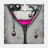 Roze Parel Vintage Martini Glas Ornament (Achterkant)