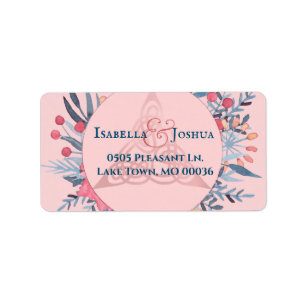 Roze Parel Waterverf Bloemen Triquetra Adres Etiket