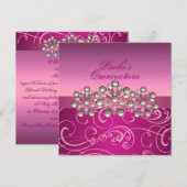 Roze Parel Wervelingen Quinceañera Uitnodiging (Voorkant / Achterkant)