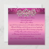 Roze Parel Wervelingen Quinceañera Uitnodiging (Achterkant)