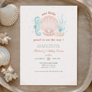 Roze Parel Zeeschelp Baby Shower Kaart
