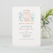 Roze Parel Zeeschelp Baby Shower Kaart (Staand voorkant)