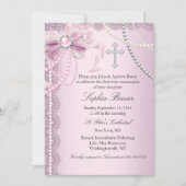 Roze  Parelboeg Eerste Heilige Communie Kaart (Voorkant)