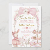 Roze Parelboog Coquette Konijn Baby Shower Kaart (Voorkant)
