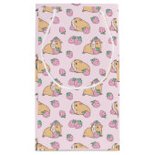 Roze parelhoenders en aardbeienpatroon klein cadeauzakje (Achterkant)