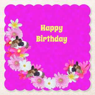 Roze parelhoenders en bloemen, Onderzetters van pa