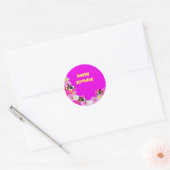 Roze parelhoenders en bloemen, ronde Stickers (Envelop)