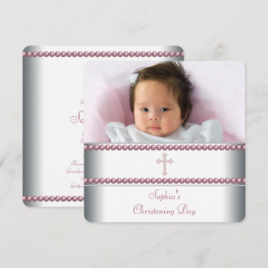 Roze parelkleurig kaart (Voorkant / Achterkant)