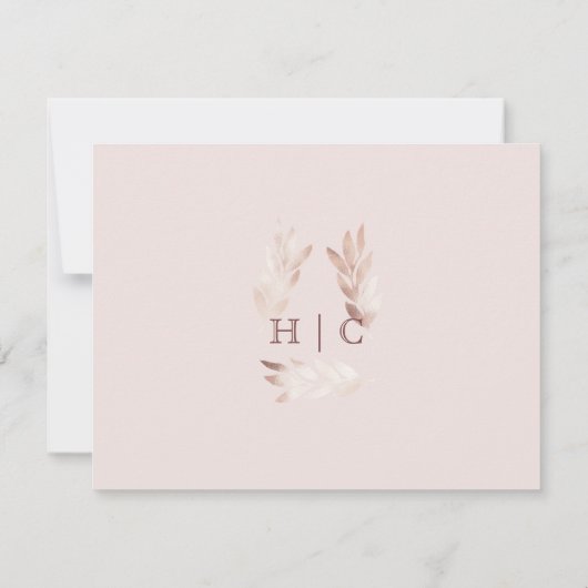 Roze parelkleurige, horizontale RSVP-botanische bu RSVP Kaartje (Achterkant)