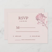 Roze parelkleurige, horizontale RSVP-botanische bu RSVP Kaartje (Voorkant / Achterkant)