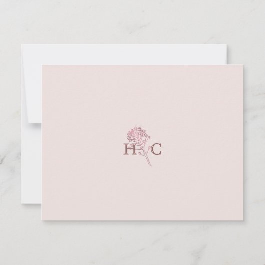 Roze parelkleurige, horizontale RSVP-botanische bu RSVP Kaartje (Achterkant)