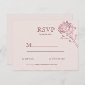 Roze parelkleurige, horizontale RSVP-botanische bu RSVP Kaartje (Voorkant / Achterkant)