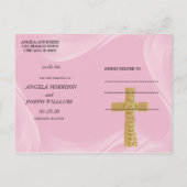  Roze Parelkruis Save the Date Aankondigingskaart (Achterkant)