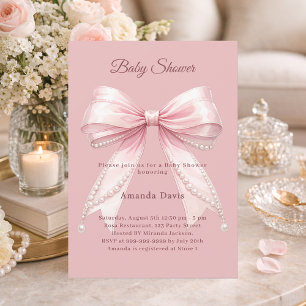 Roze parels elegante meisje Baby Shower Kaart