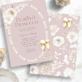 Roze Parels en Prosecco Bridal Kaart