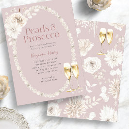 Roze Parels en Prosecco Bridal Kaart