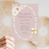 Roze Parels en Prosecco Bridal Kaart