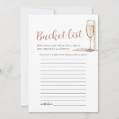 Roze Parels en Prosecco Bruiloft Bucket List Game Kaart (Voorkant)