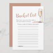 Roze Parels en Prosecco Bruiloft Bucket List Game Kaart (Voorkant / Achterkant)