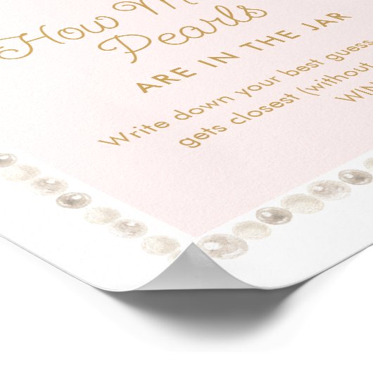 Roze Parels en Prosecco Hoeveel Parels Spel Poster (Hoek)