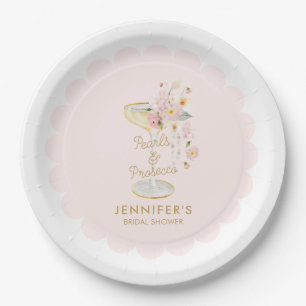 Roze Parels en Prosecco Papieren Borden Bordje