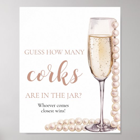Roze parels en Prosecco raden hoeveel kurken spel Poster (Voorkant)
