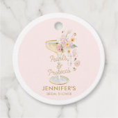Roze Parels en Prosecco Roze Bruiloftsborrel Bedankjes Labels (Voorkant)