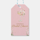 Roze parels en Prosecco welkomstbord Cadeaulabel (Voorkant)