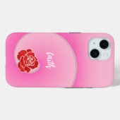 Roze parels en rode roos spiraalvormige gradiënt Case-Mate iPhone case (Achterkant (horizontaal))
