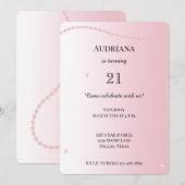  Roze Parels Glam Verjaardag Kaart (Voorkant / Achterkant)