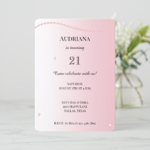 Roze Parels Glam Verjaardag Kaart