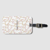 Roze Parels Gouden Ketting Bagagelabel (Voorkant (horizontaal))