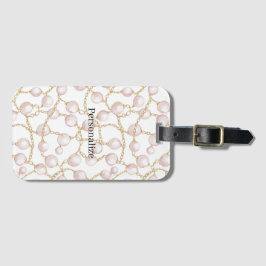 Roze Parels Gouden Ketting   Bagagelabel