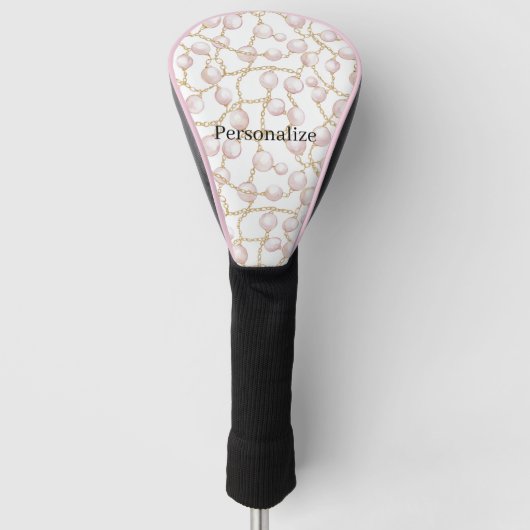 Roze Parels Gouden Ketting   Golfheadcover (Voorkant)