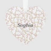 Roze Parels Gouden Ketting Kerstmis Ornament (voorkant)