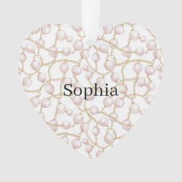 Roze Parels Gouden Ketting Kerstmis Ornament