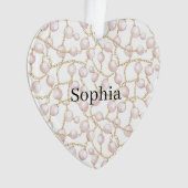 Roze Parels Gouden Ketting Kerstmis Ornament (voorkant)