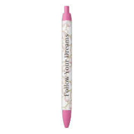 Roze Parels Gouden Ketting   Zwarte Inkt Pen