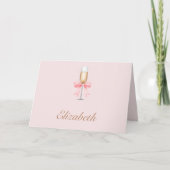 Roze Parels & Prosecco Bruidsfeest Bedankkaart (Voorkant)