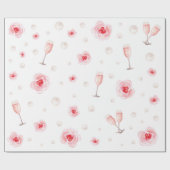 Roze Parels & Prosecco Bruidsfeest Bruiloft Gesche Cadeaupapier (Vlak)