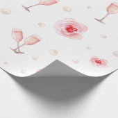 Roze Parels & Prosecco Bruidsfeest Bruiloft Gesche Cadeaupapier (Hoek)