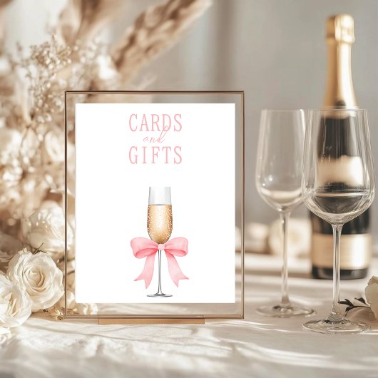 Roze parels & Prosecco Bruiloftsfeest kaarten cade Poster
