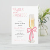 Roze Parels & Prosecco Minimaal Vrijgezellenfeest Kaart (Staand voorkant)