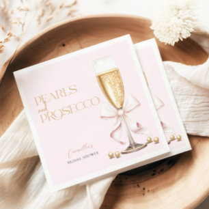 Roze Parels & Prosecco Strik Bridal Shower Servet