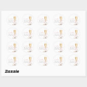 Roze Parels & Prosecco Striking Bruiloft Feestje Ronde Sticker (Vel)