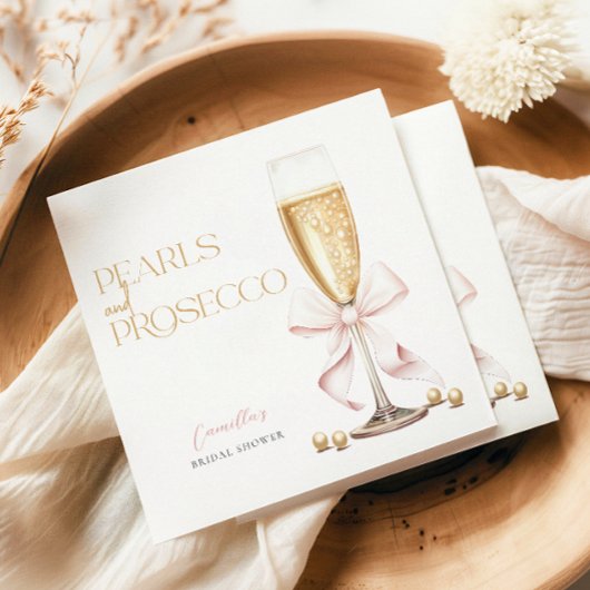 Roze Parels & Prosecco Strikte Bruidsmeisjesborrel Servet