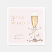 Roze Parels & Prosecco Strikte Bruidsmeisjesfeest Servet (Voorkant)